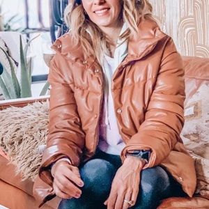 Bagatelle faux leather puffer coat